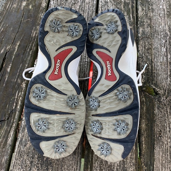 Foot joy white & blue lace up golf shoes sz 9 1/2 - Picture 6 of 10